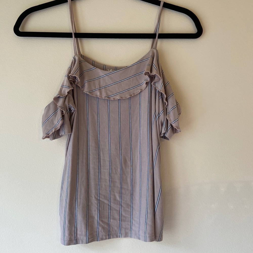 pink striped aeo cropped tank top